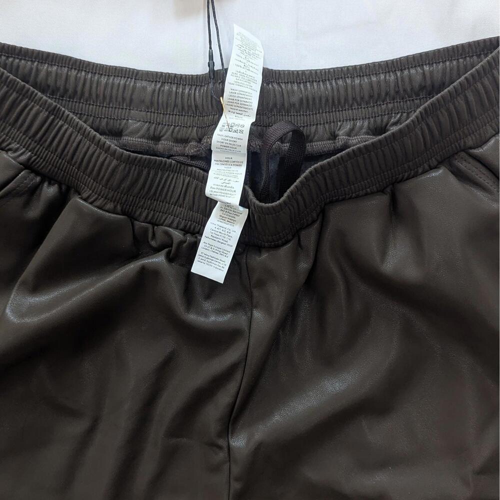Alo Yoga Faux Leather Power Hour Shorts Size Large Brown NWT - Picture 6 of 8